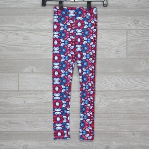 LuLaRoe Kids Leggings Red White Blue Child Sz L/XL